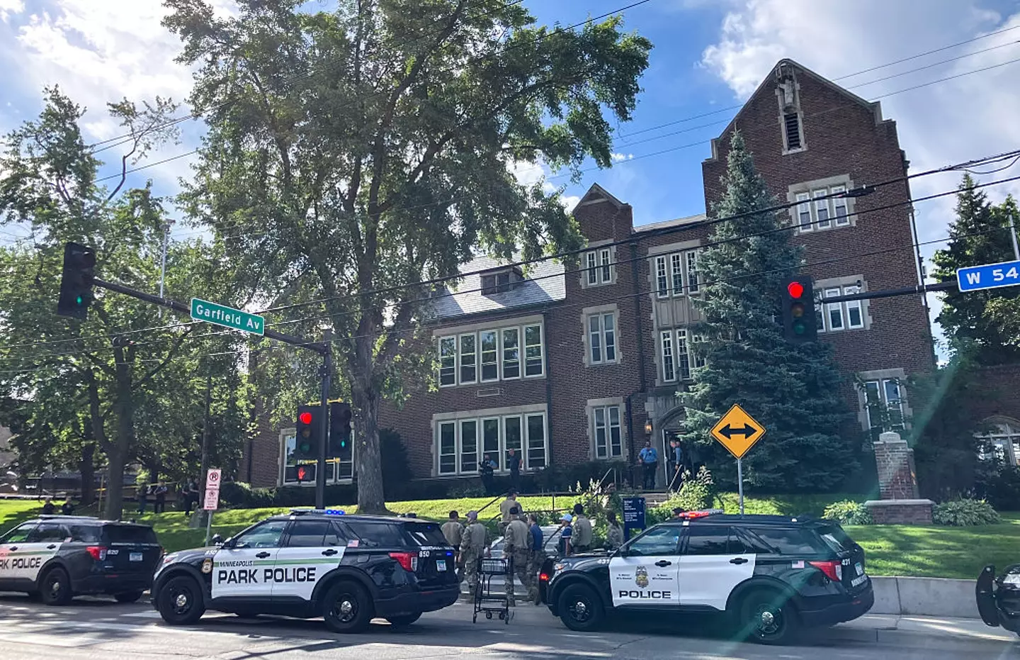 The children had returned to the Annunciation School when the shooting occurred (TOM BAKER/AFP via Getty Images)