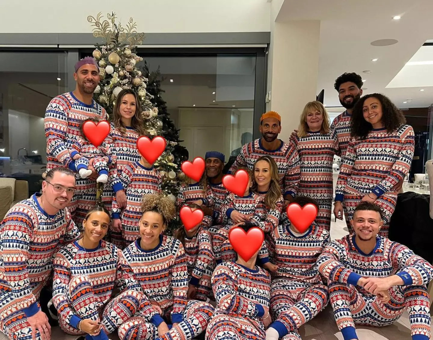 In the photo, the family can be seen celebrating Christmas Day together in matching festive pyjamas.