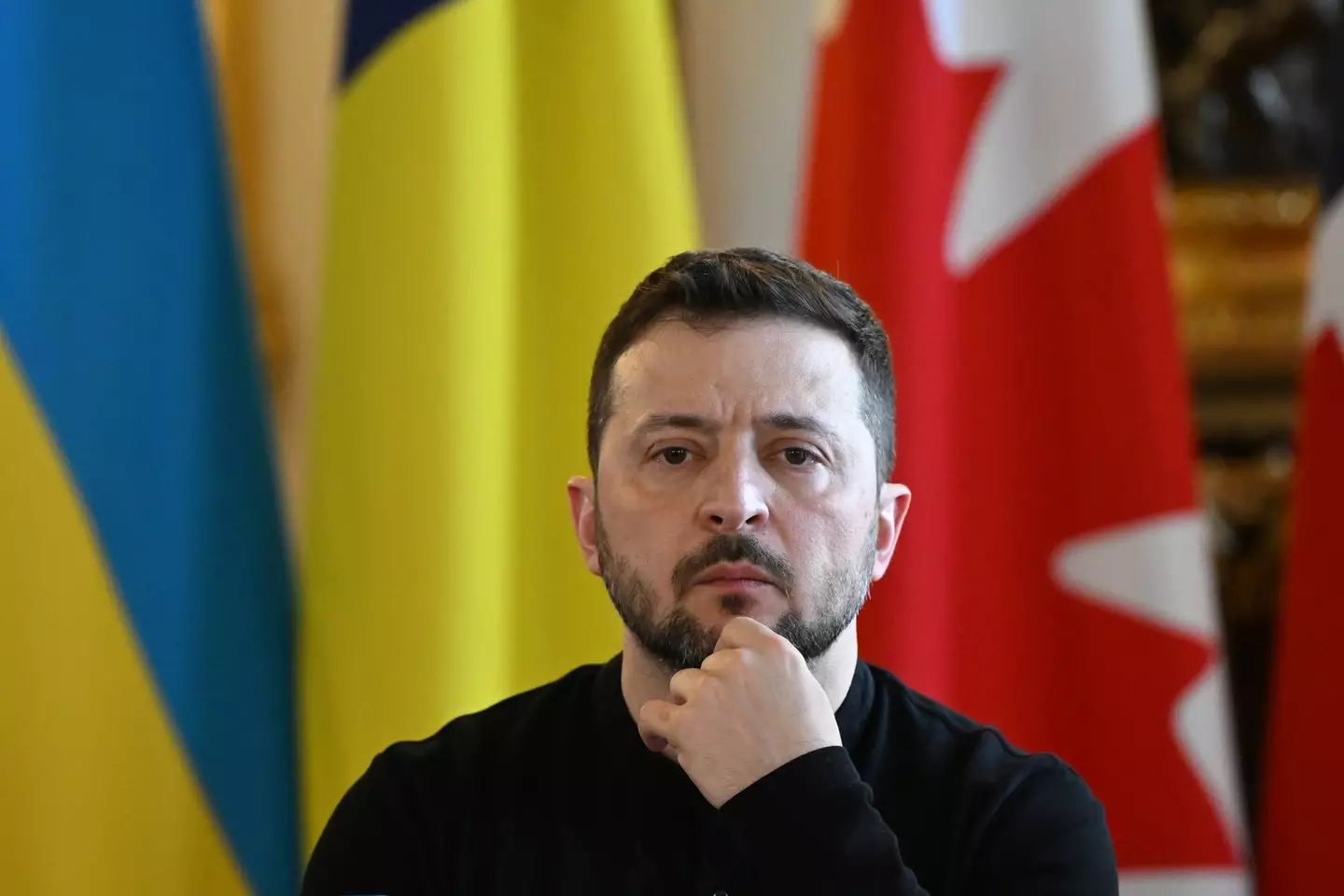 Zelenskyy also was able to hit back at the reporter who took issue with his attire earlier this year (WPA Pool/Getty Images)