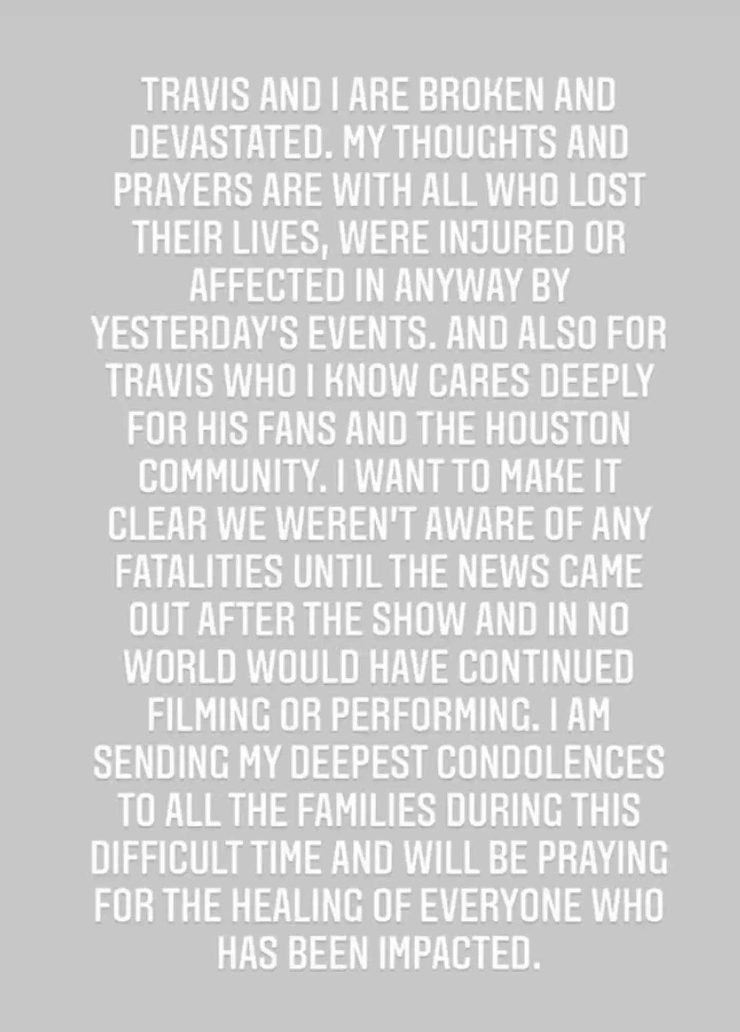 Kylie posted a statement after the event (