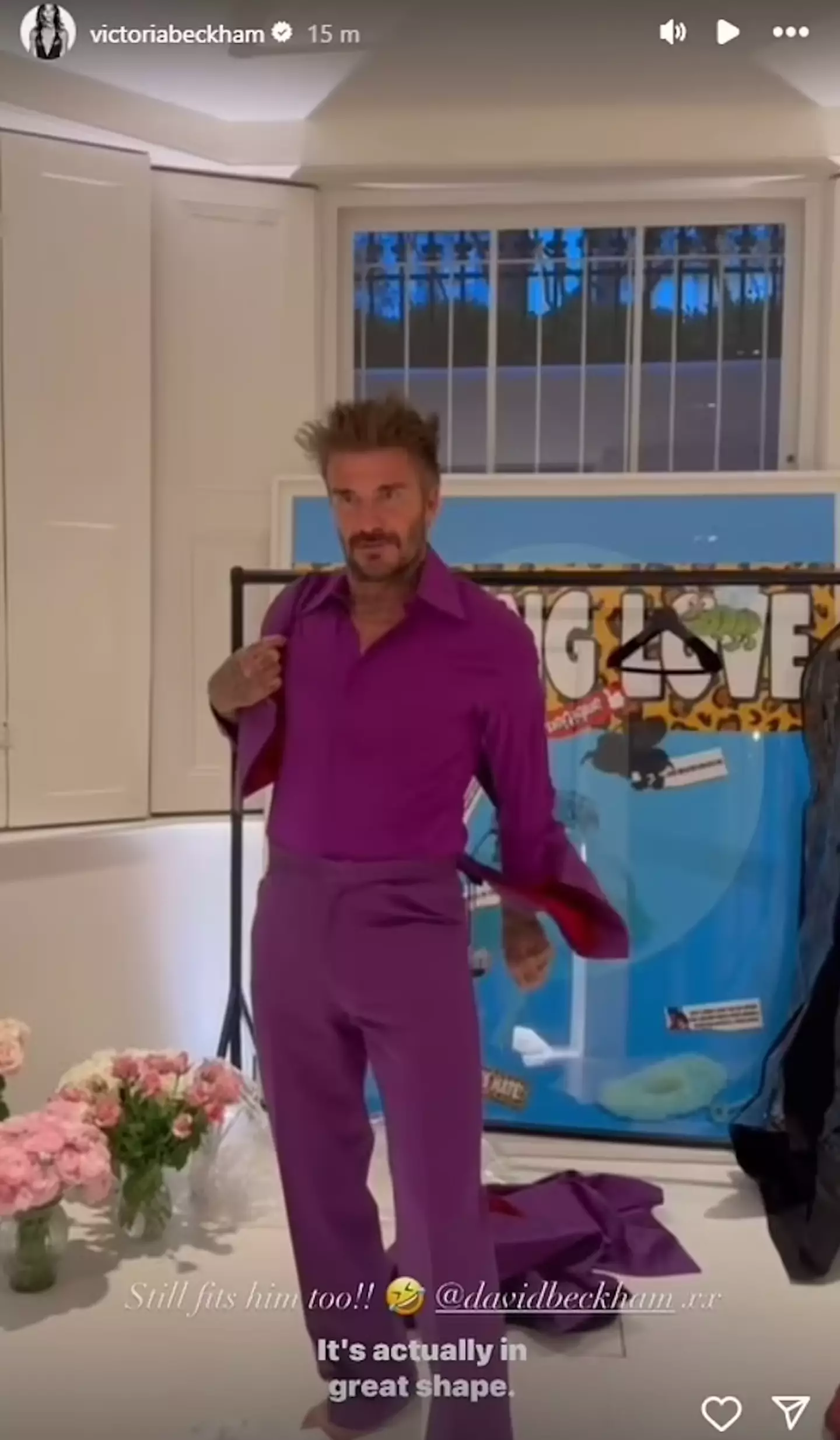 David suffered a wardrobe malfunction. (Instagram/@victoriabeckham)