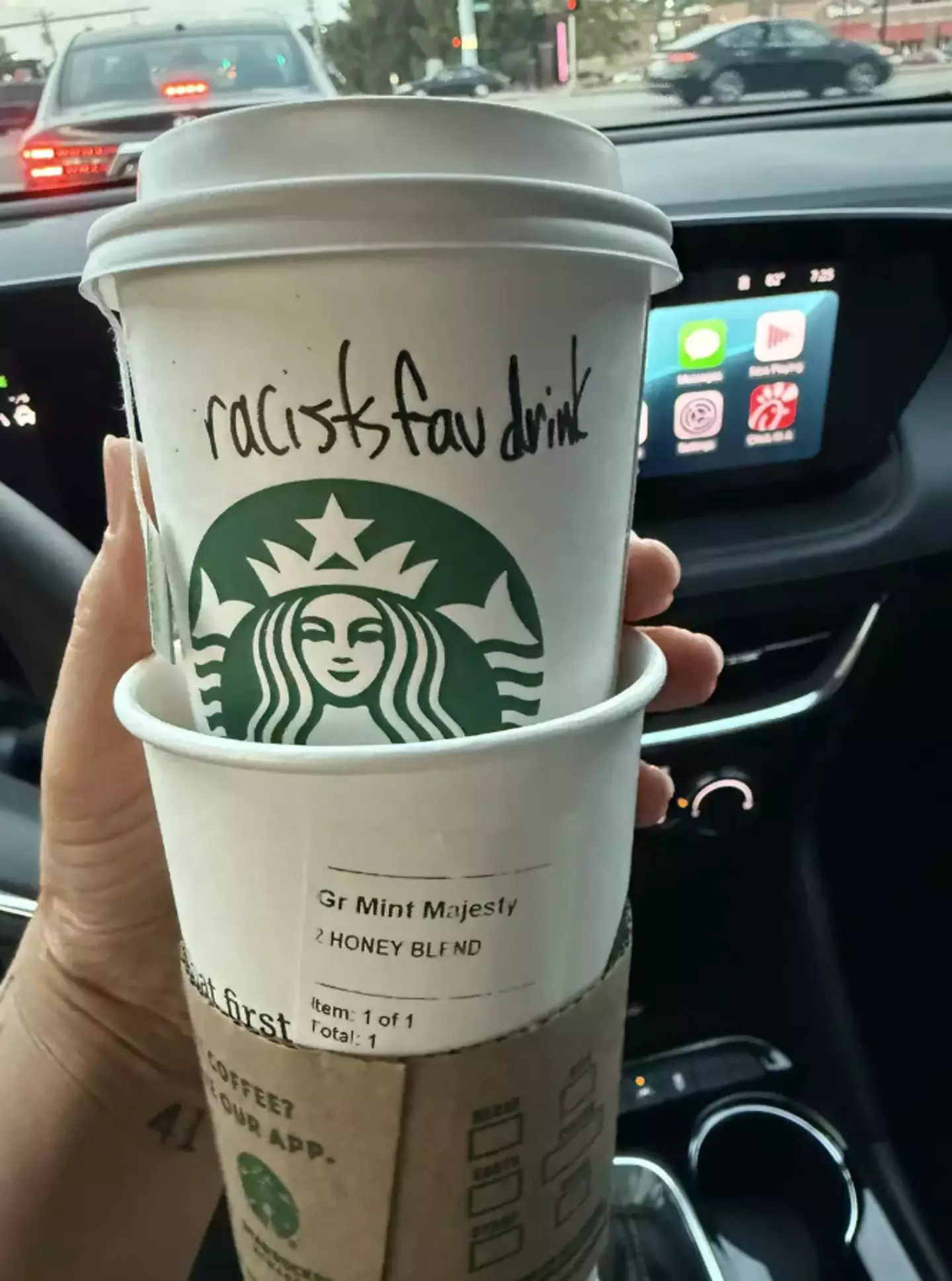The customer took to social media to share a snap of their drink and the three-word-message (Facebook)