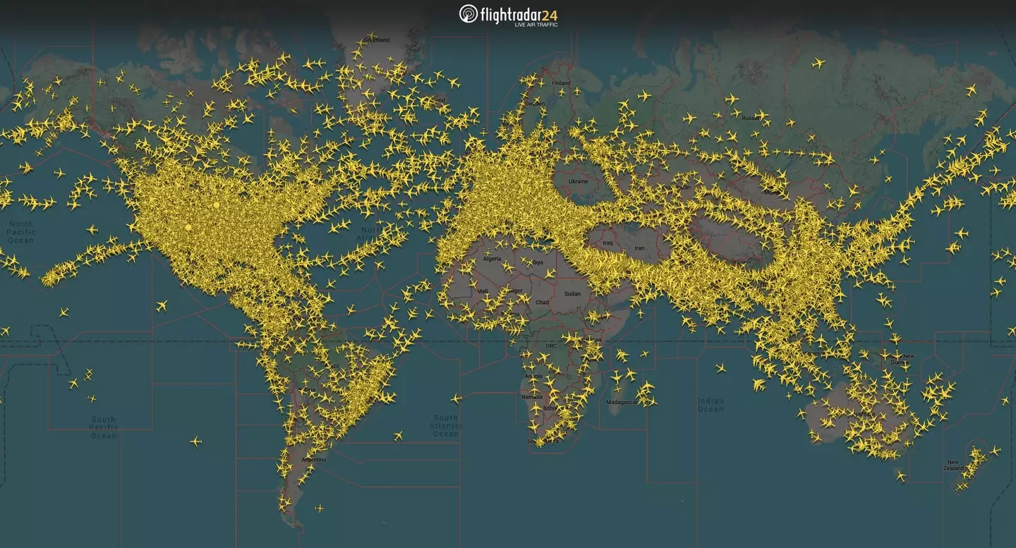 Several social media users picked up on a creepy image of another Flight Radar map (X/@flightradar24)