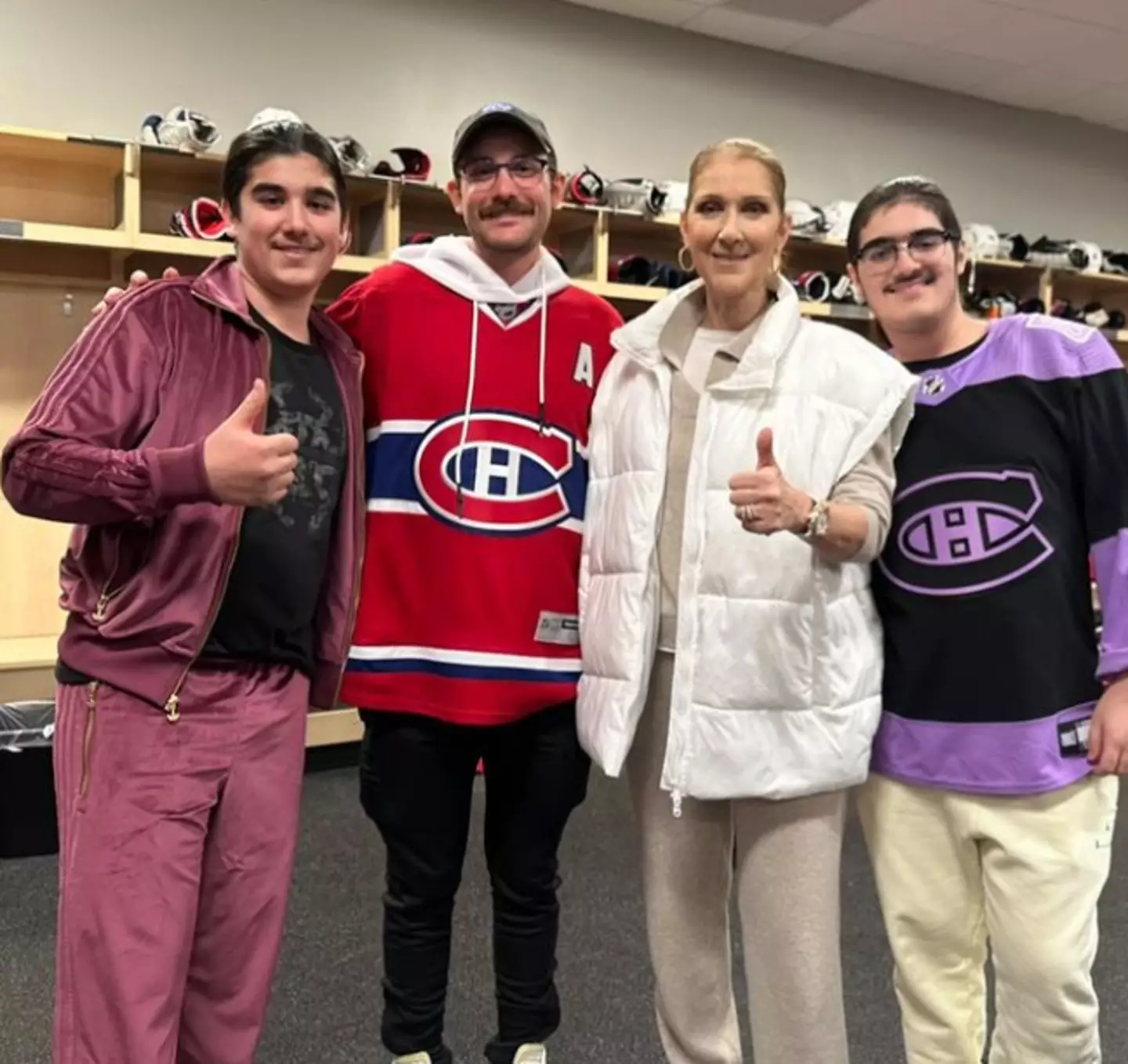 Celine's first public outing was when she recently visited the Montreal Canadiens.