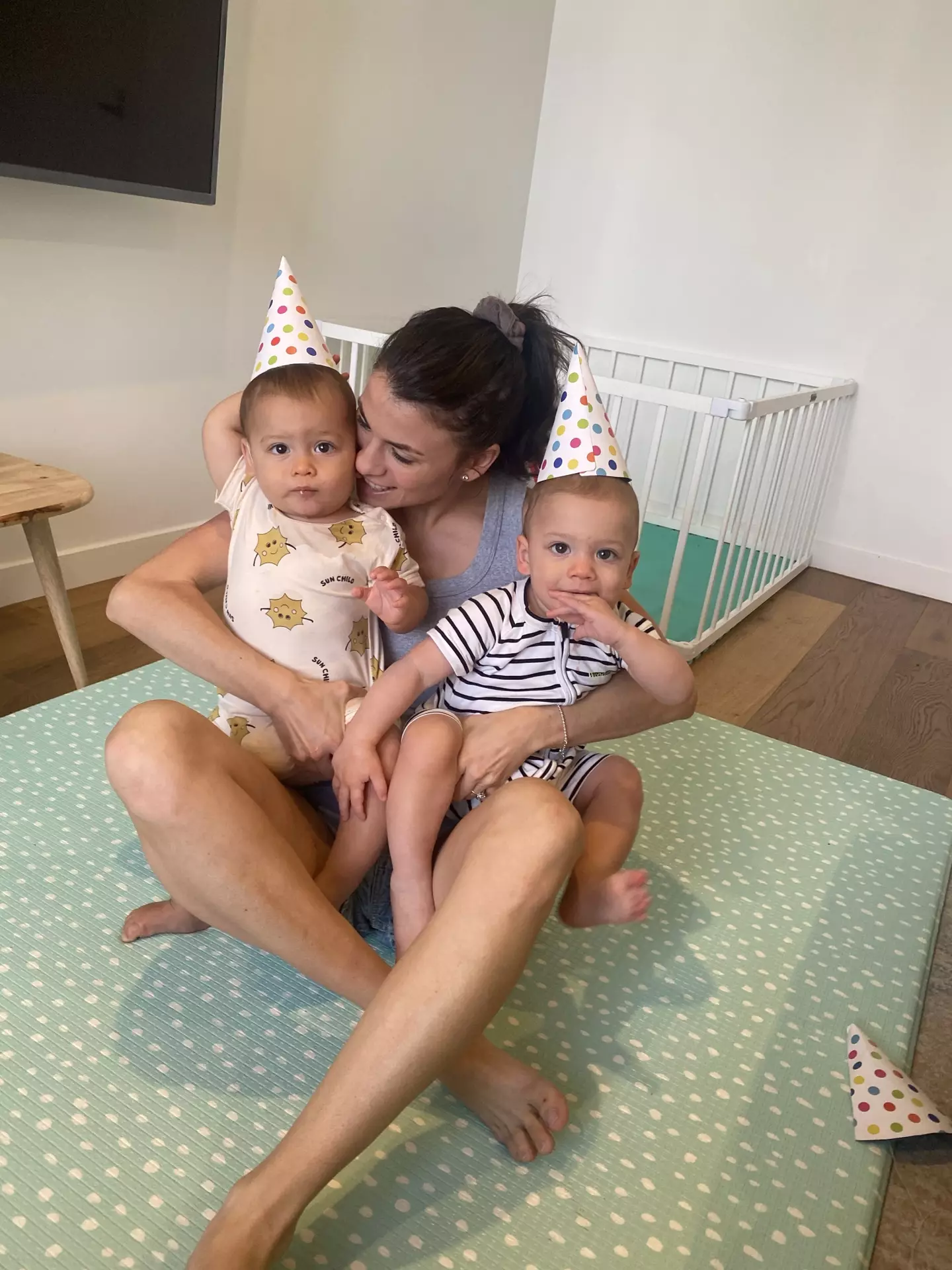 The twins now sleep through the night.