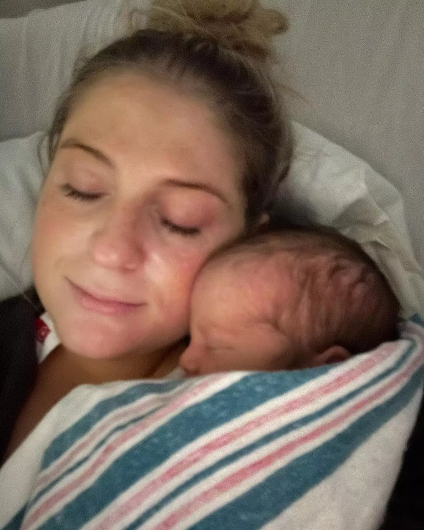 She revealed the newborn was 'a big boy at 8lbs 7oz'.