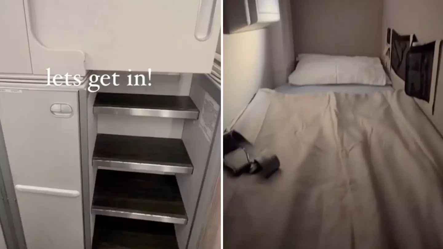 Flight attendant shows the ‘secret’ six-bed cabin where they sleep during flight