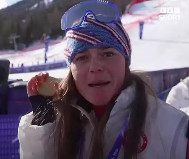 Breezy Johnson said her medal broke (BBC)