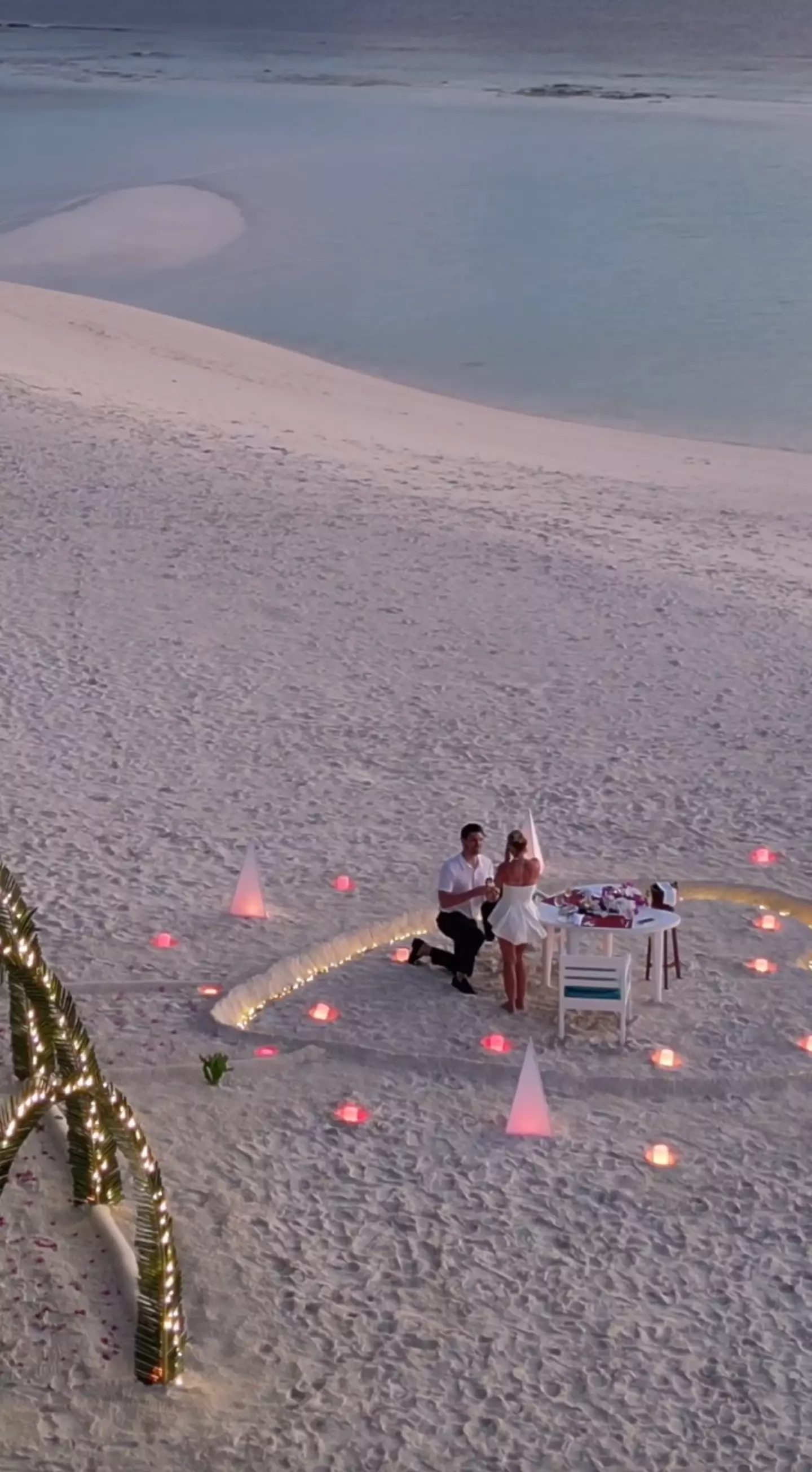 The Love Island Australia star popped the question on a beach.