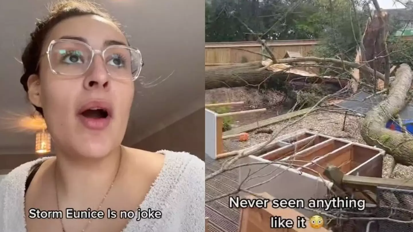 Woman Reveals Devastating Footage Of Garden Destroyed By Storm Eunice