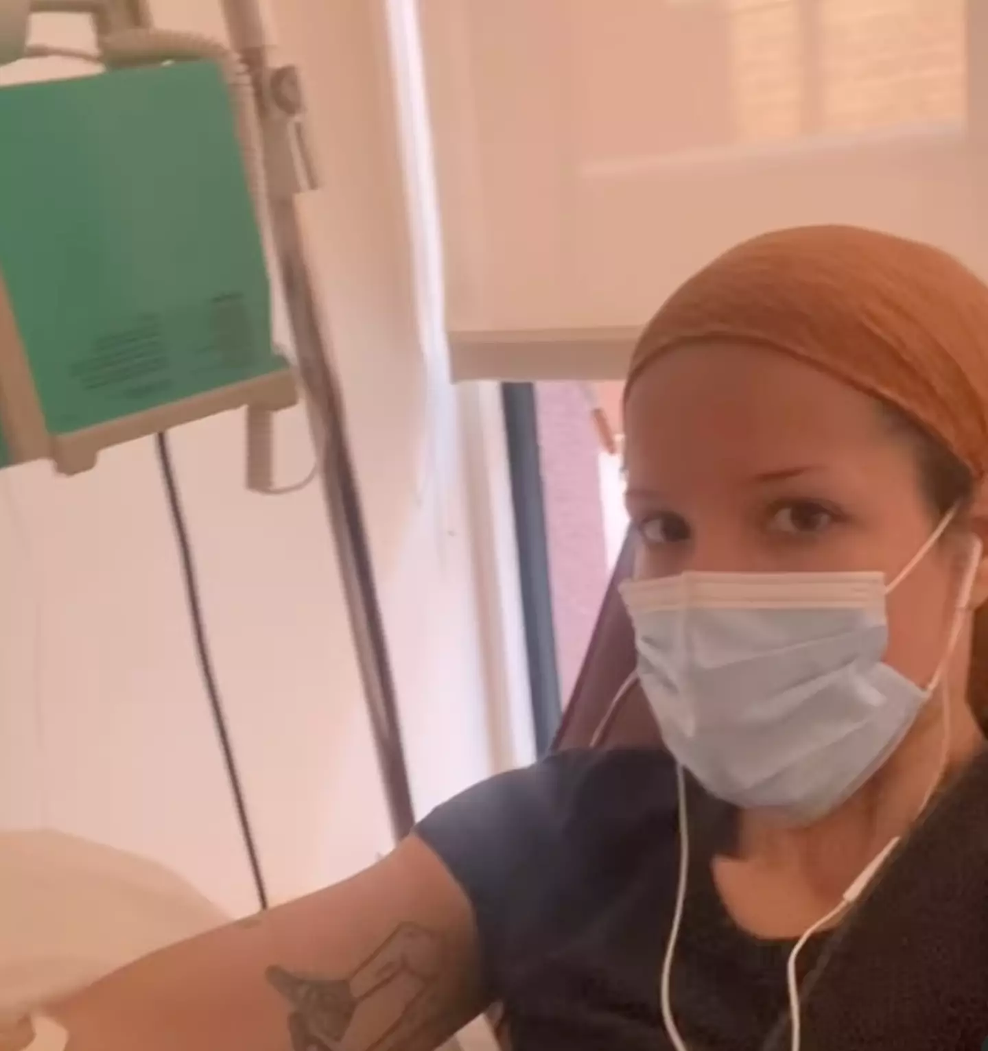 Several videos saw the star receiving transfusions. (Instagram/@iamhalsey)