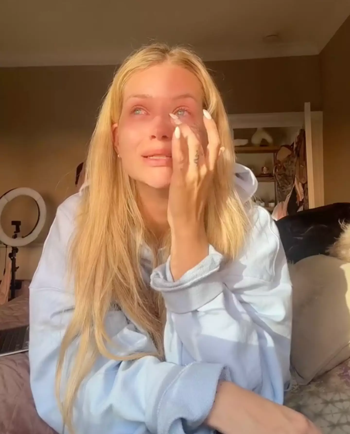 The 26-year-old broke down in tears on social media.