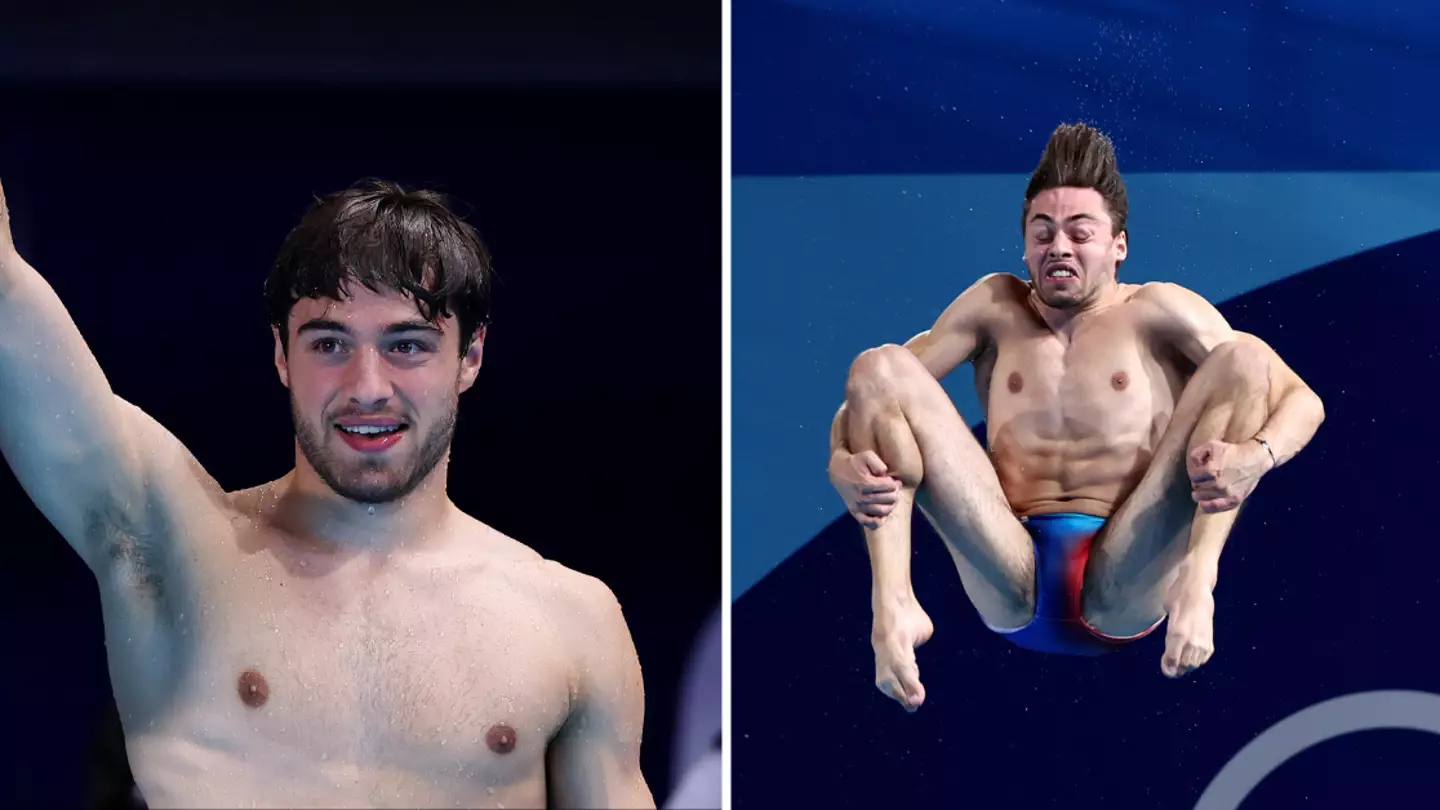 Olympic swimmer whose trunks left viewers in disbelief reacts to going viral