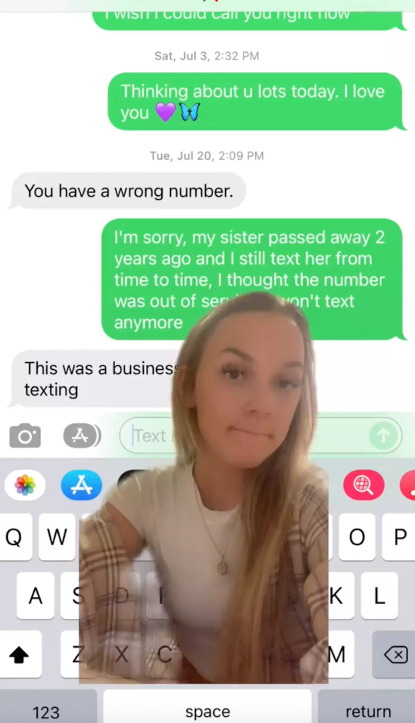 The woman had been texting her sister's phone (