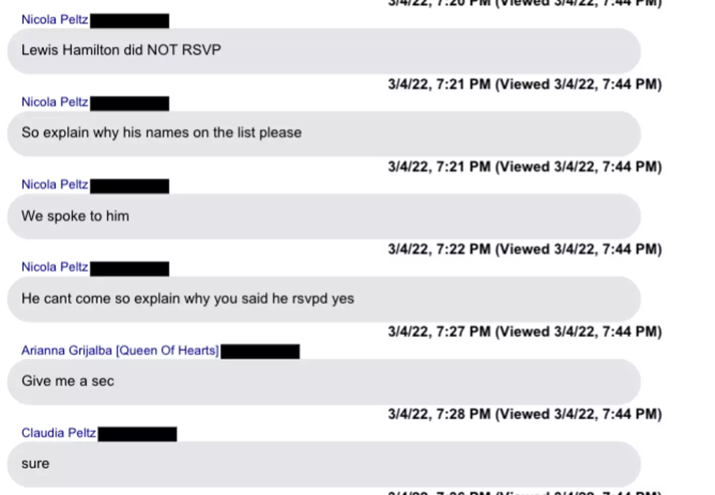 The texts from the lawsuit (CIRCUIT COURT OF THEELEVENTH JUDICIAL CIRCUIT IN ANDFOR MIAMI-DADE COUNTY, FLORIDA)