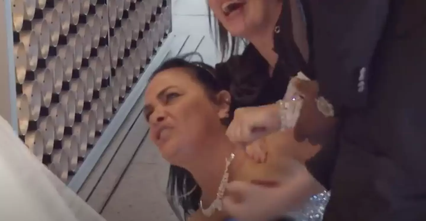 Angie was taken away by security.