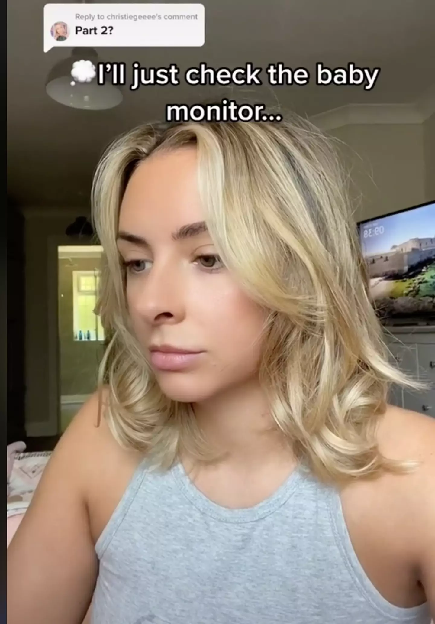 Christie was met with an unexpected view when she checked her daughter's baby monitor.