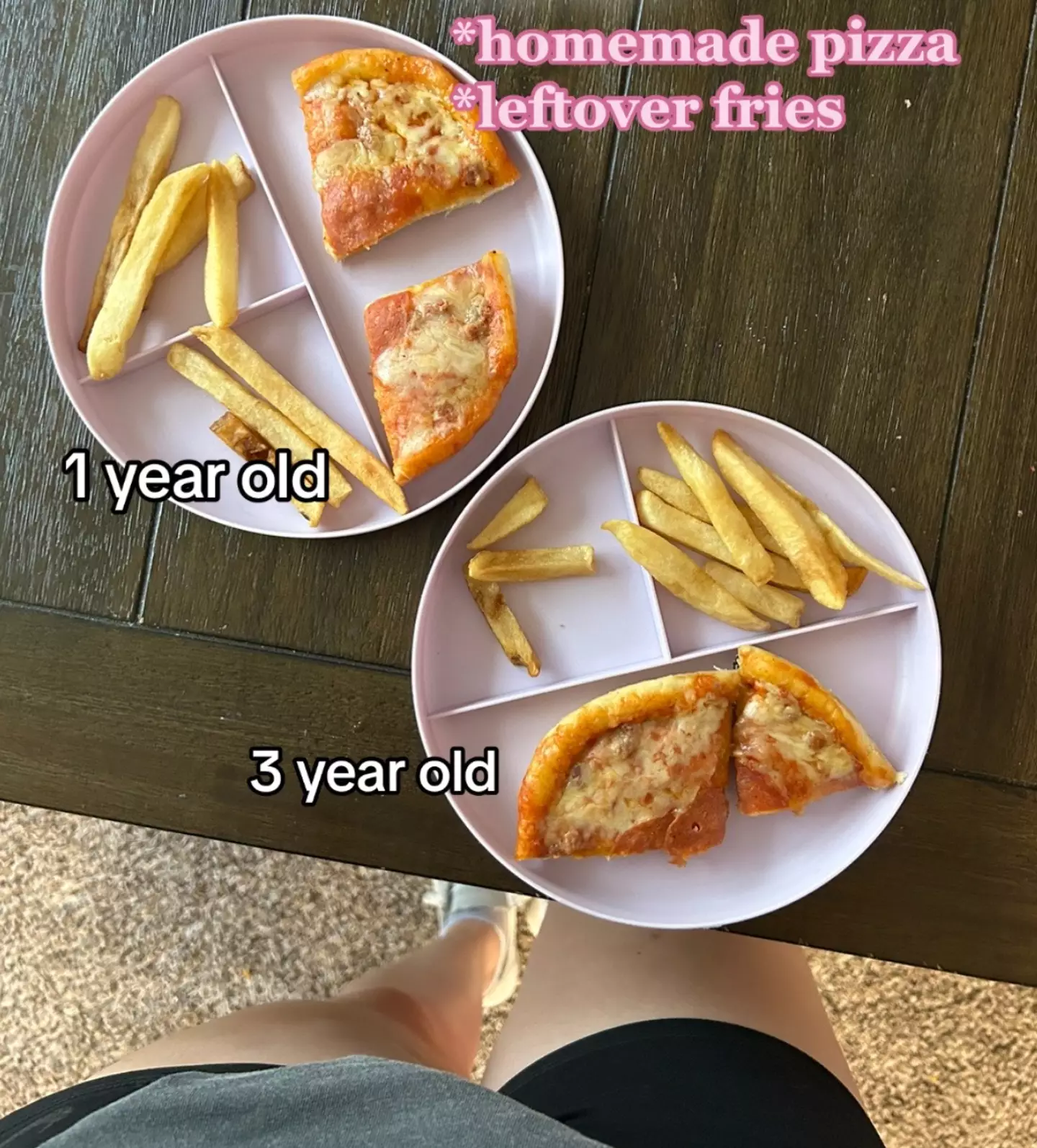 The kids had pizza and fries for lunch.