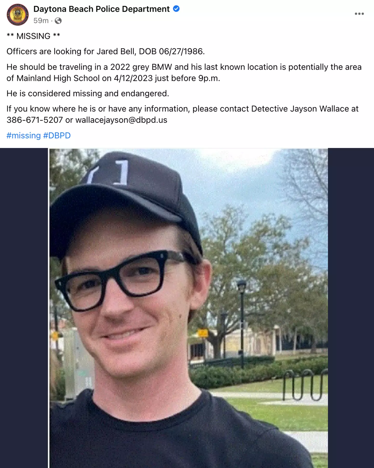 Daytona Beach Police have issued an appeal in a bid to locate Bell.