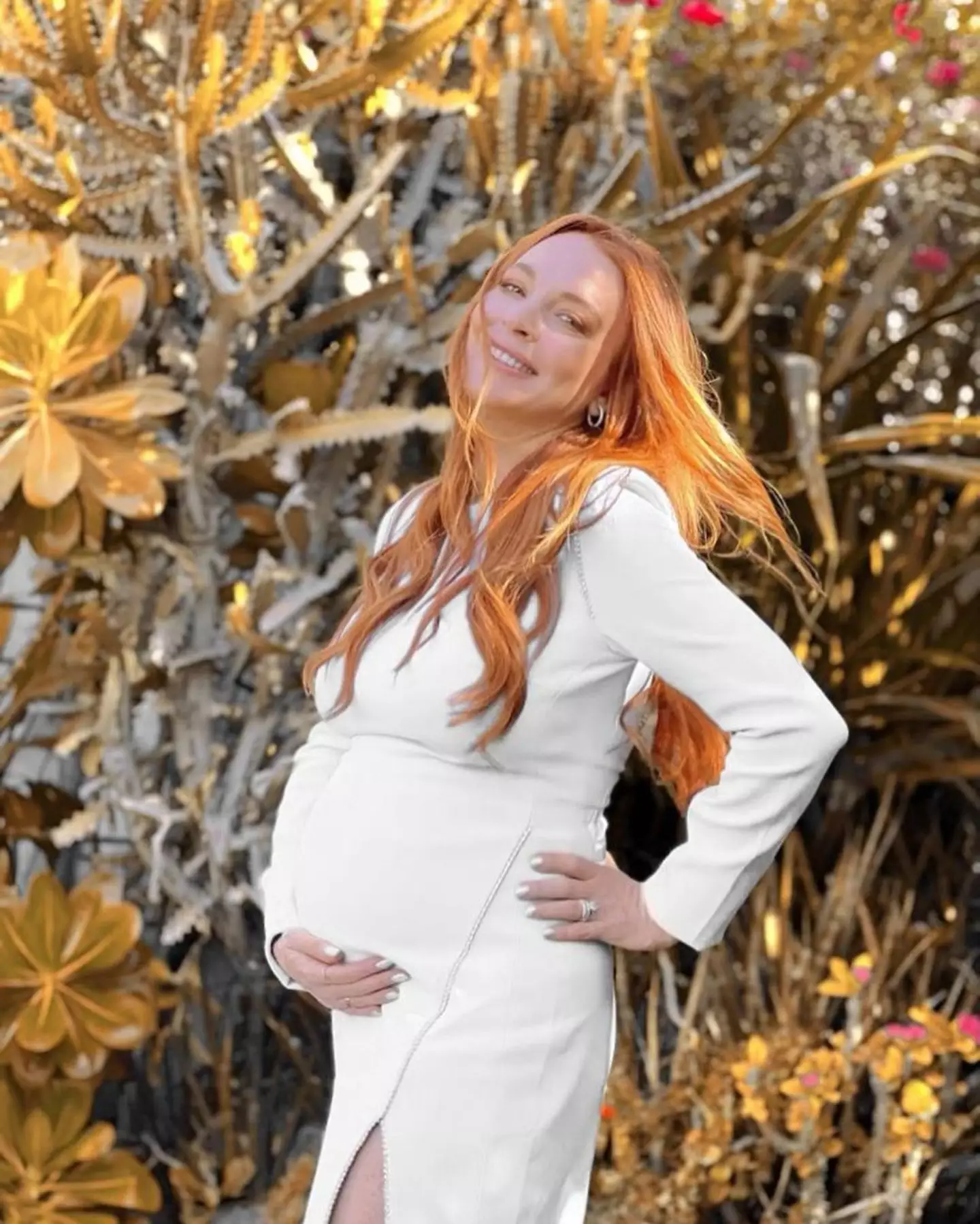 Lindsay Lohan shared a picture of her baby bump.