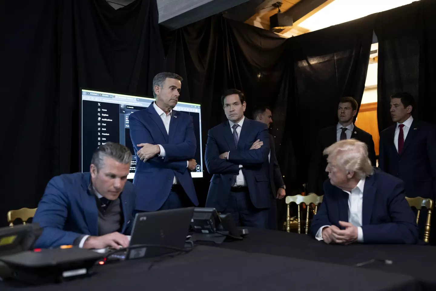 Twitter could be seen on the screen in the background (Molly Riley/The White House via Getty Images)