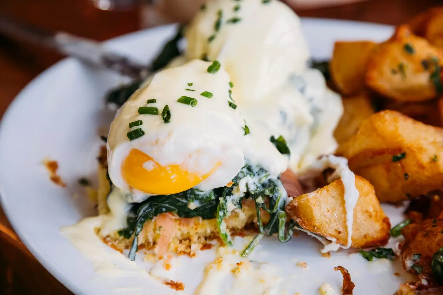 You can get one of your five-a-day with poached eggs on sourdough toast with spinach.