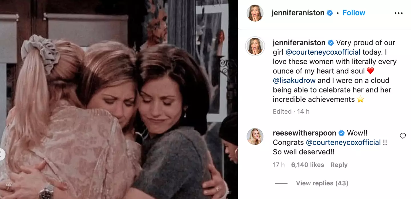 Aniston shared another sweet tribute to Cox on Instagram.