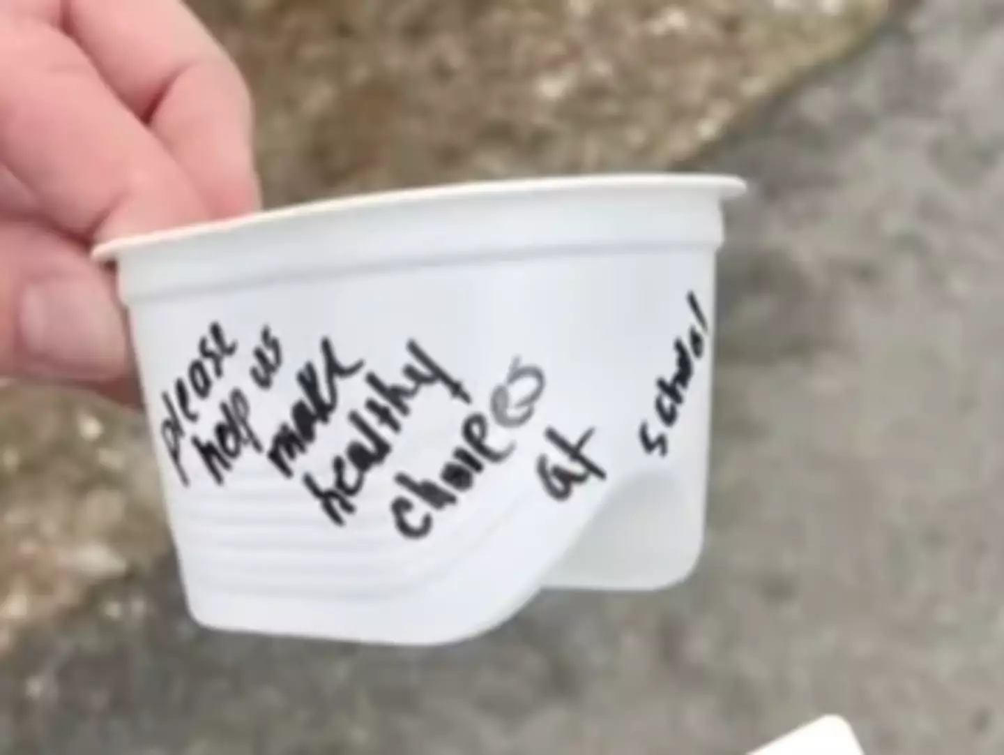 Staff wrote the note on the cup Megan had given to her son.