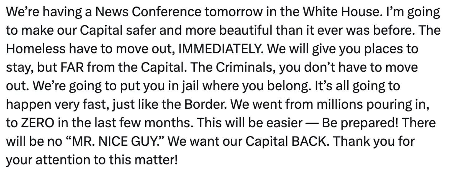 Trump issued his threat online (Truth Social)