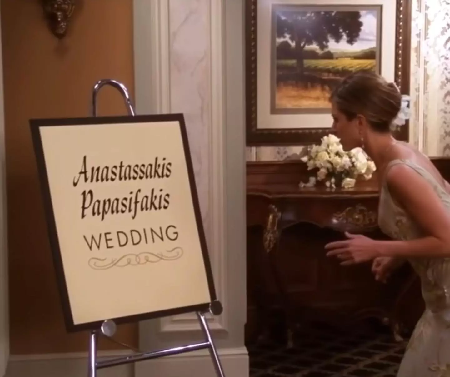 It's the scene where Rachel Green is looking for a priest. (NBC)