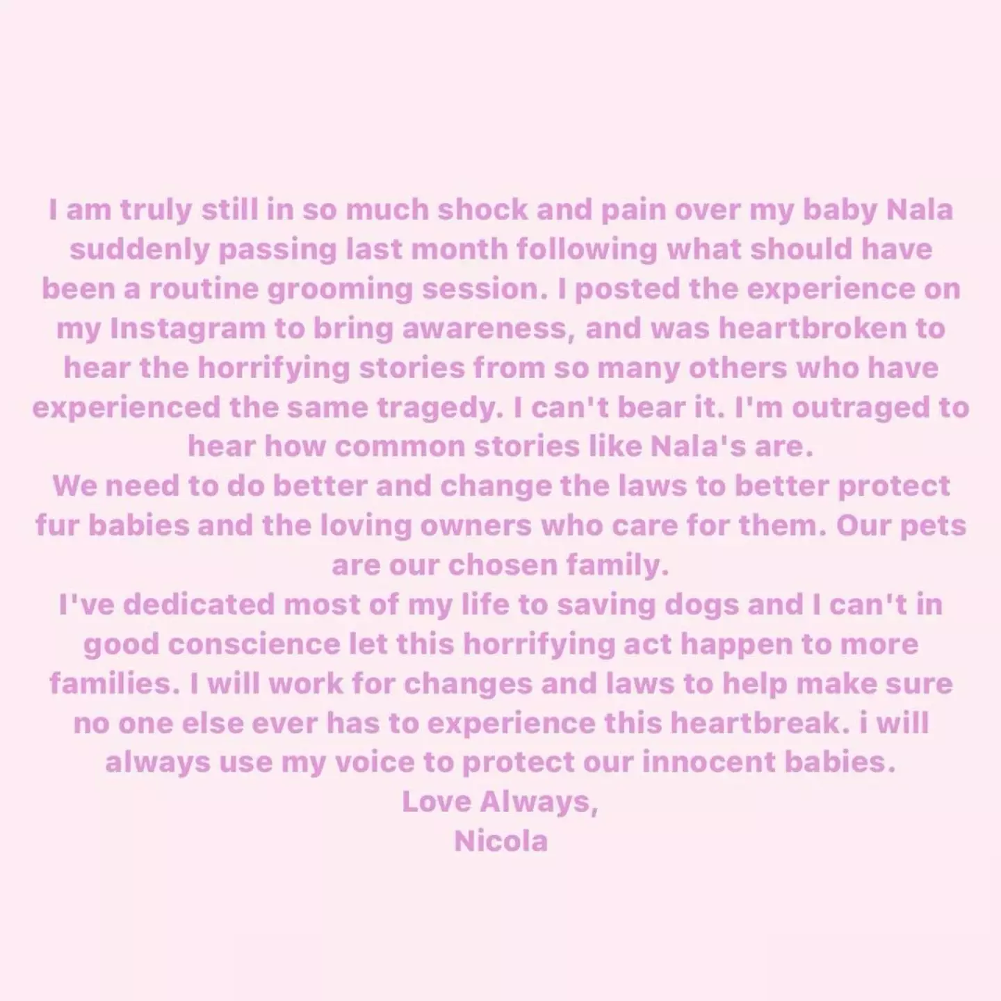 She released a statement on Instagram. (Instagram/@nicolaannepeltzbeckham)