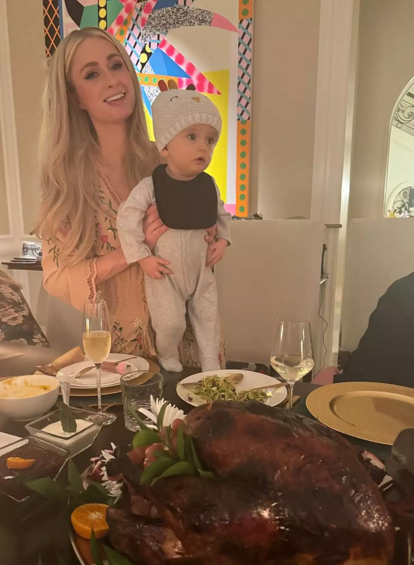 Paris celebrated Thanksgiving with her children.