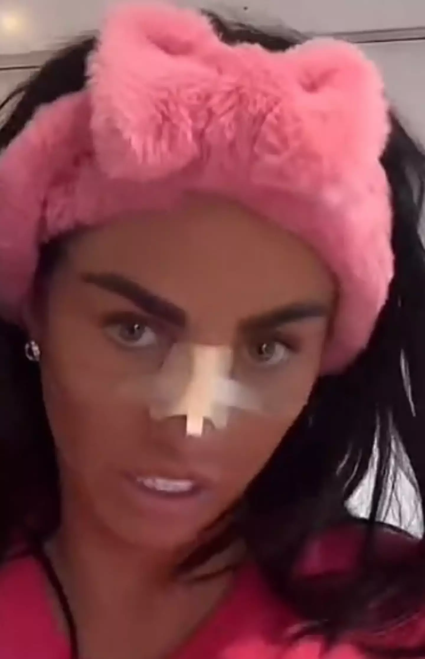 Katie Price showed off her new nose job on TikTok Live.