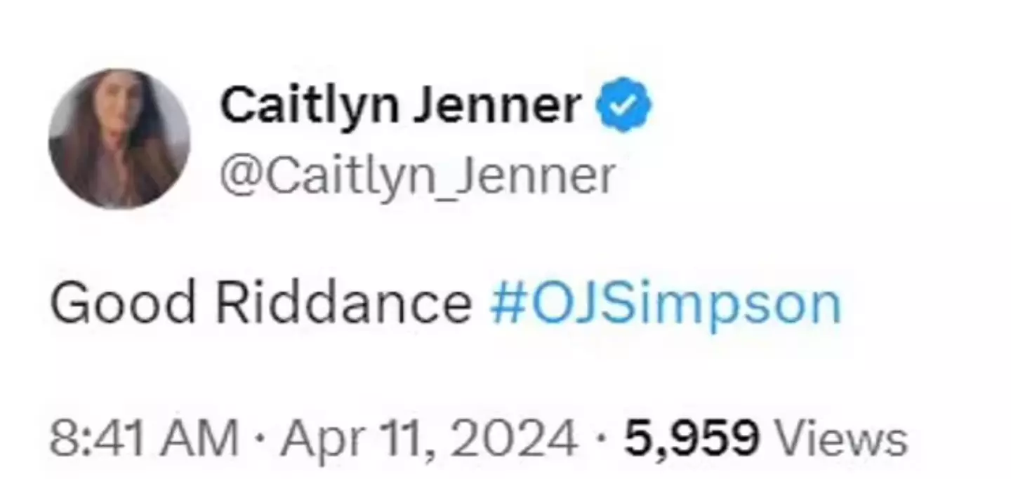 Caitlyn left a scathing social media message about OJ.
