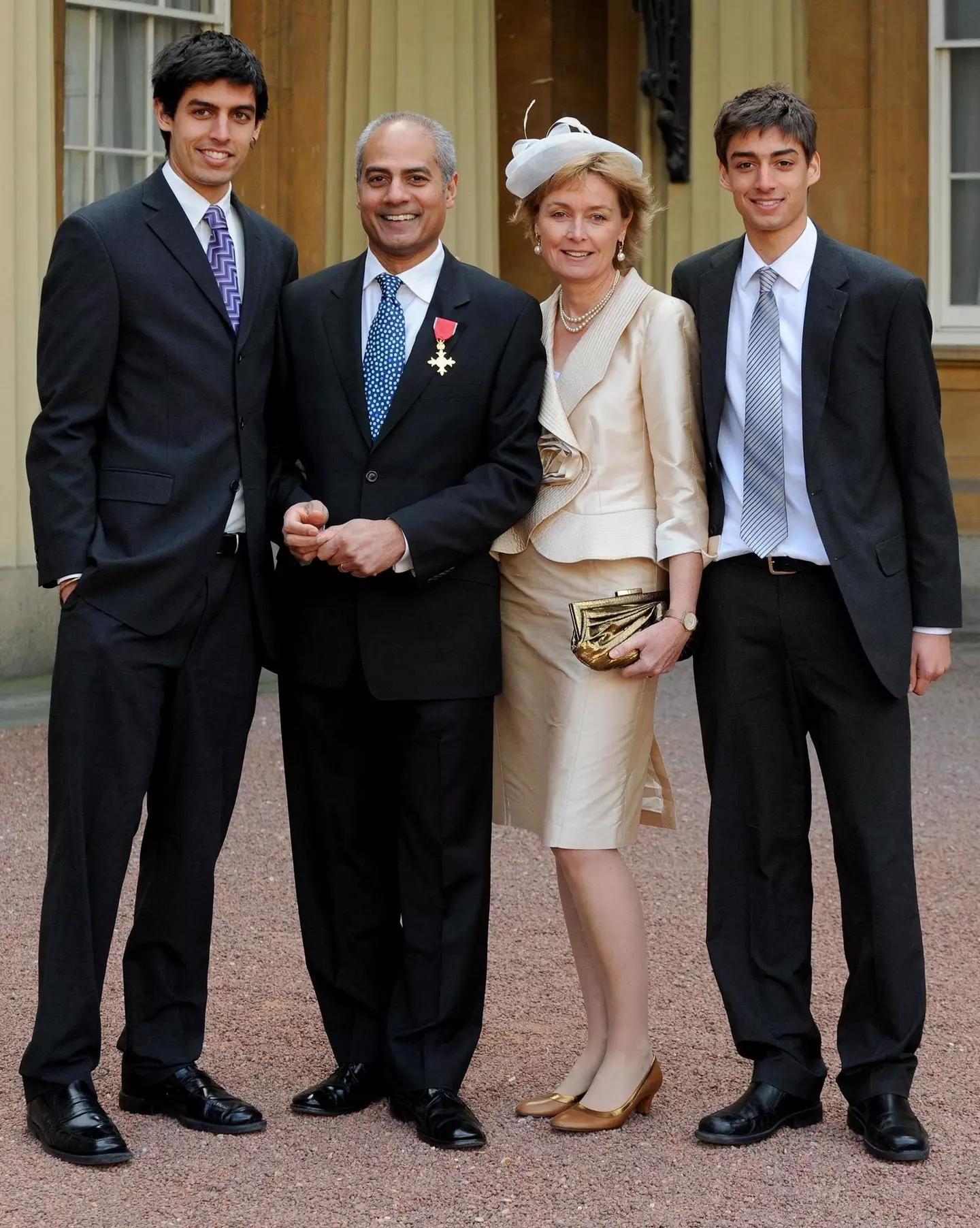 George Alagiah accompanied by his wife Frances, alongside sons Adam and Matt.