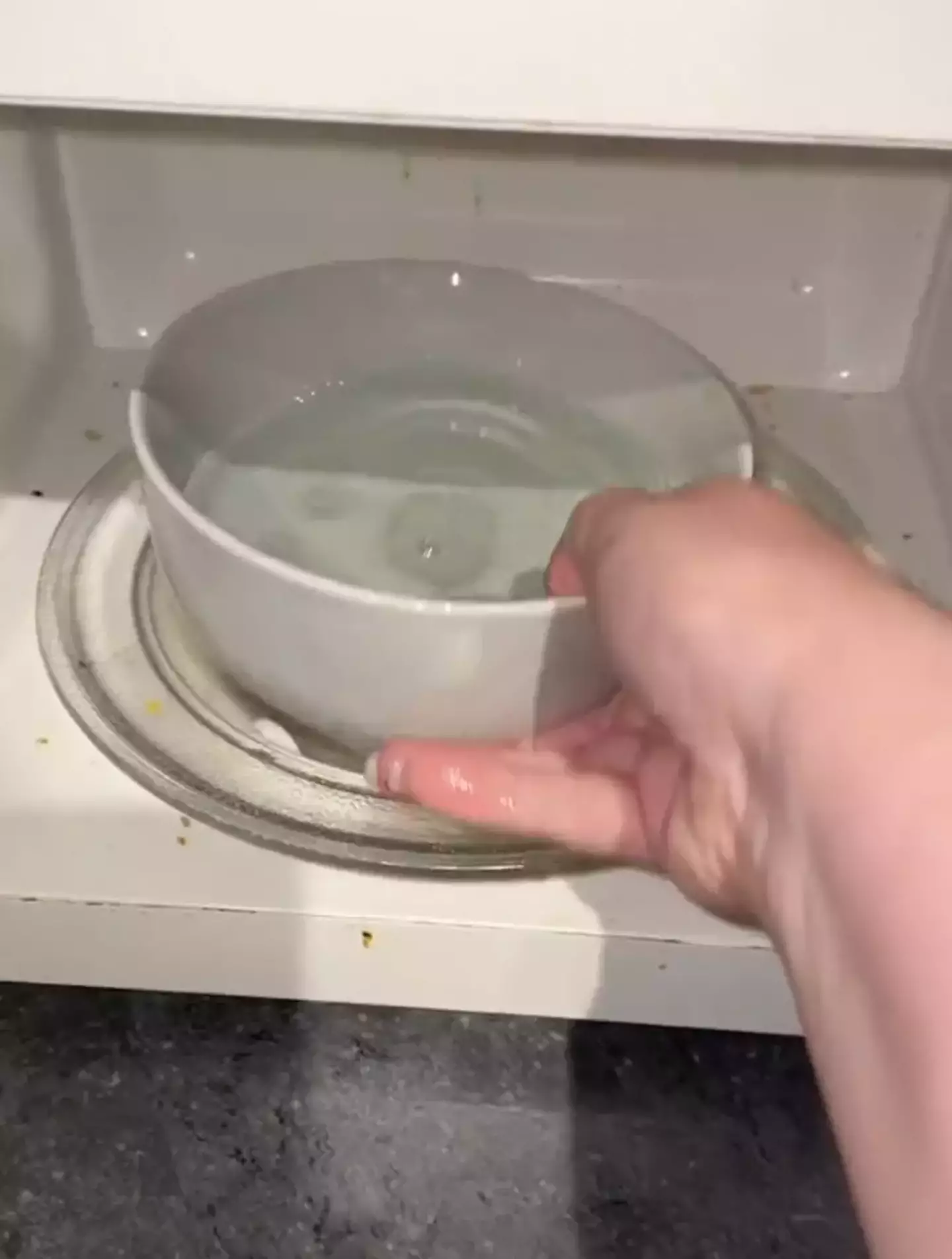 In the bowl of water goes.