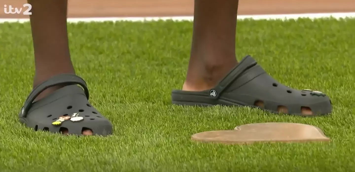 Ikenna rocked up to the villa in a pair of black crocs on day one.