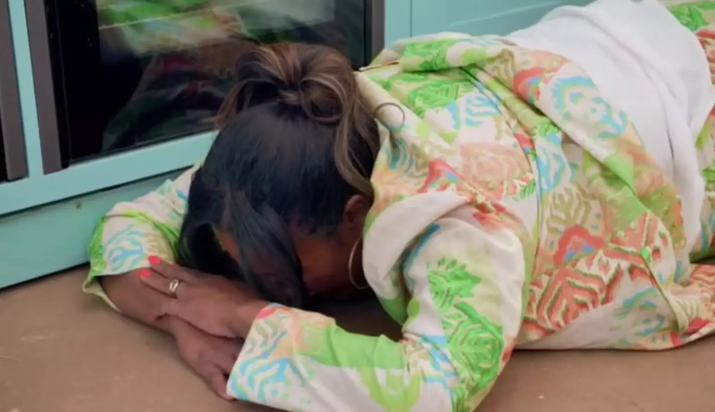 The presenter could be seen lying on the floor after the fall (Channel 4)