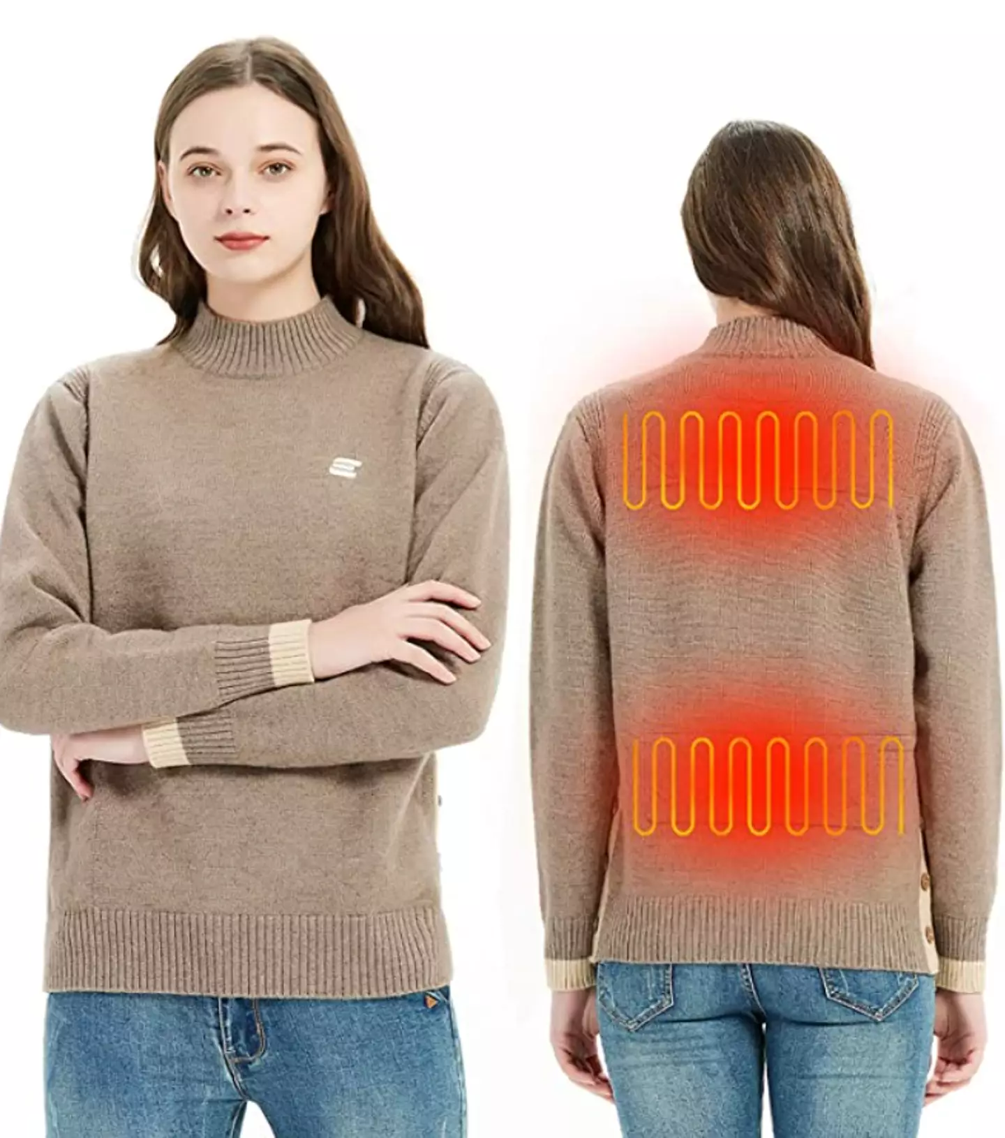 The heated jumper is available on Amazon (