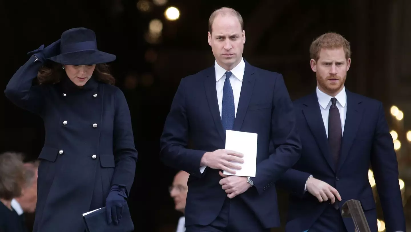 Harry (right) hasn't been seen with his brother (middle) since last summer (Daniel Leavl-Olivas-Pool Getty Images)