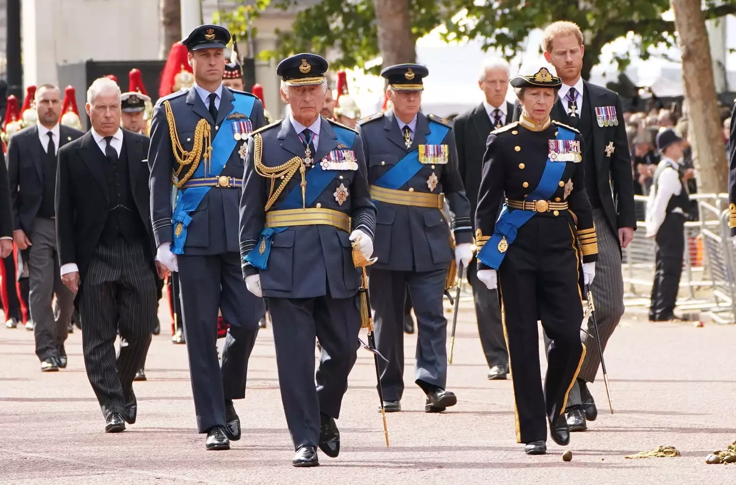 Members of the royal family walked behind the Queen's coffin in the procession.