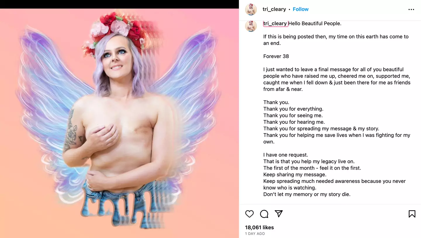 The mother shared a positive farewell message on Instagram.