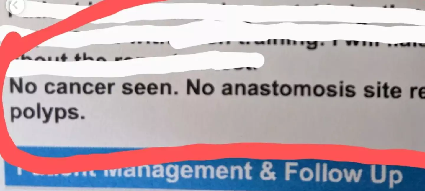 Griffiths shared a snap of his hospital report.