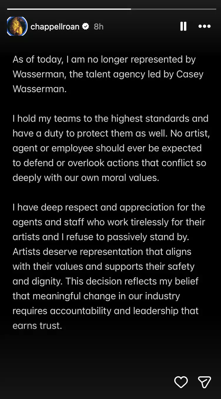 Roan didn't mention the Epstein files in her social media statement (Instagram/@chappellroan)