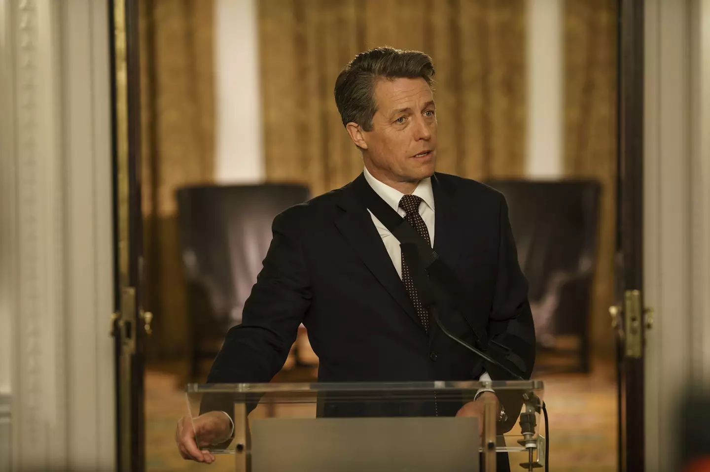 Hugh Grant returns as politician David.