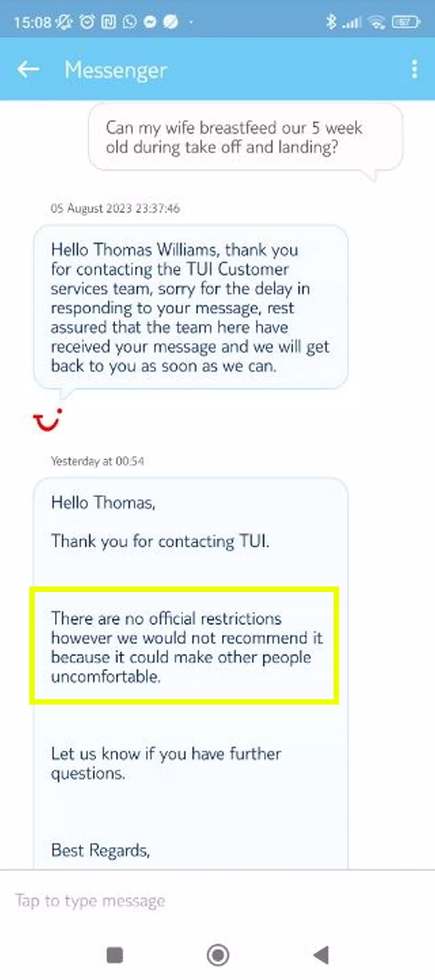 Chelsea was 'gobsmacked' by the response she received.