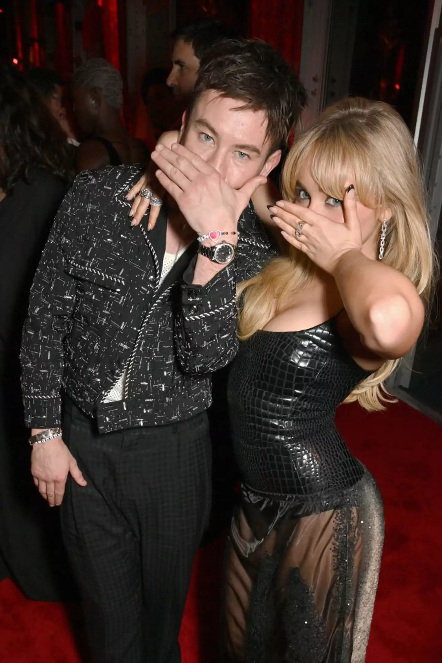 Barry Keoghan and Sabrina Carpenter posed together at the Vanity Fair Oscars afterparty.