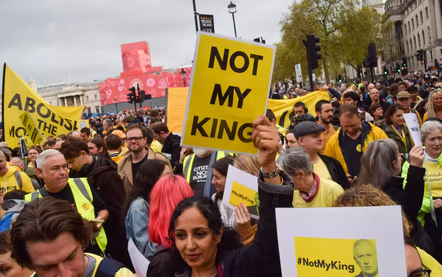 There were protests during the King's coronation.