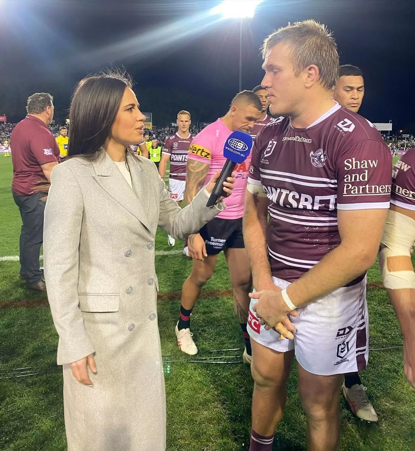 Danika Mason working for Channel 9's NRL coverage.