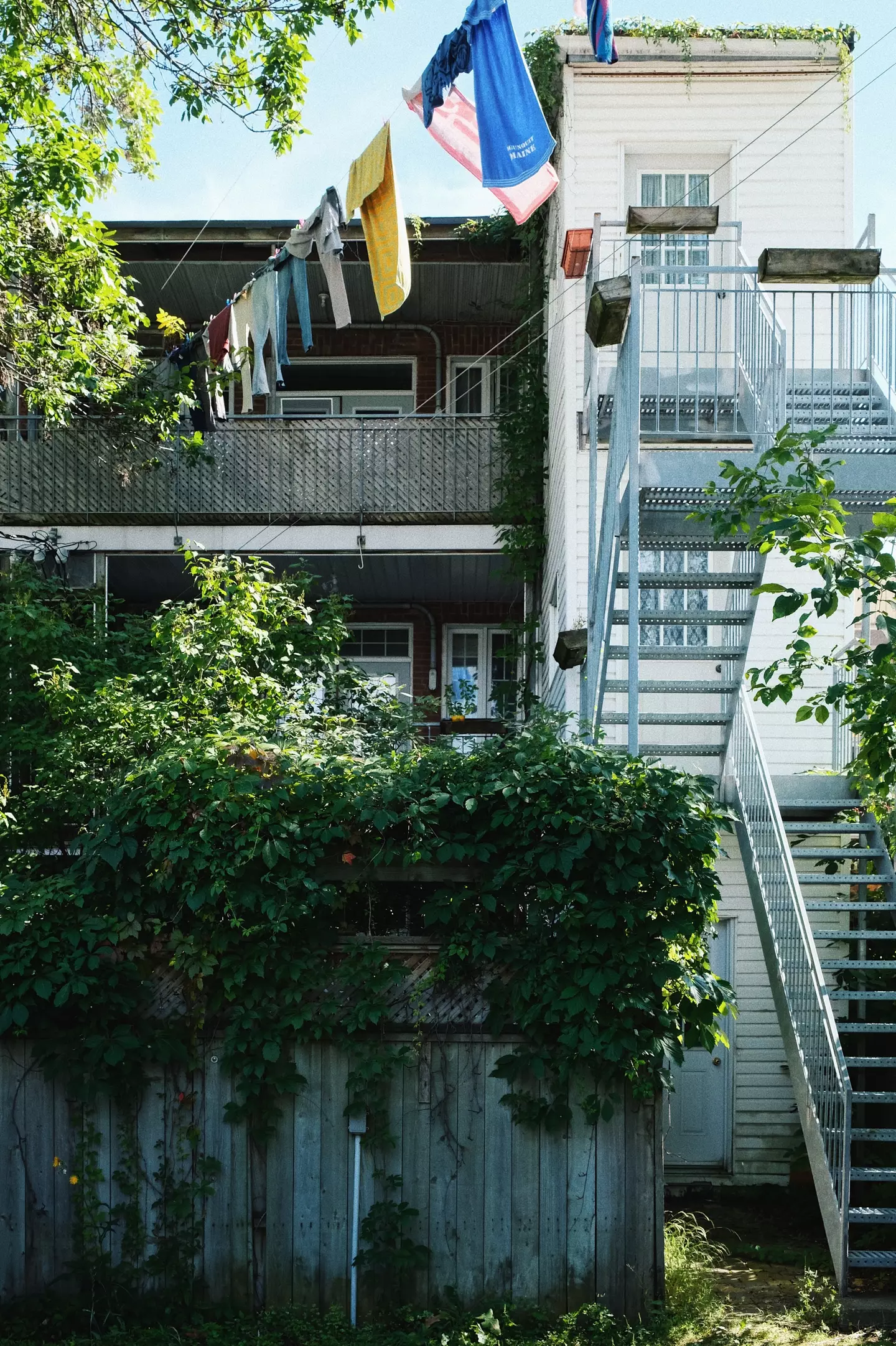 There are no laws regarding where you can hang your washing on your own property.